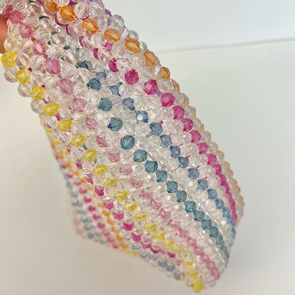 Aqua Samira Striped Beaded Mini Tote Handbag Clear Multicolor Bloomingdales - Picture 9 of 9